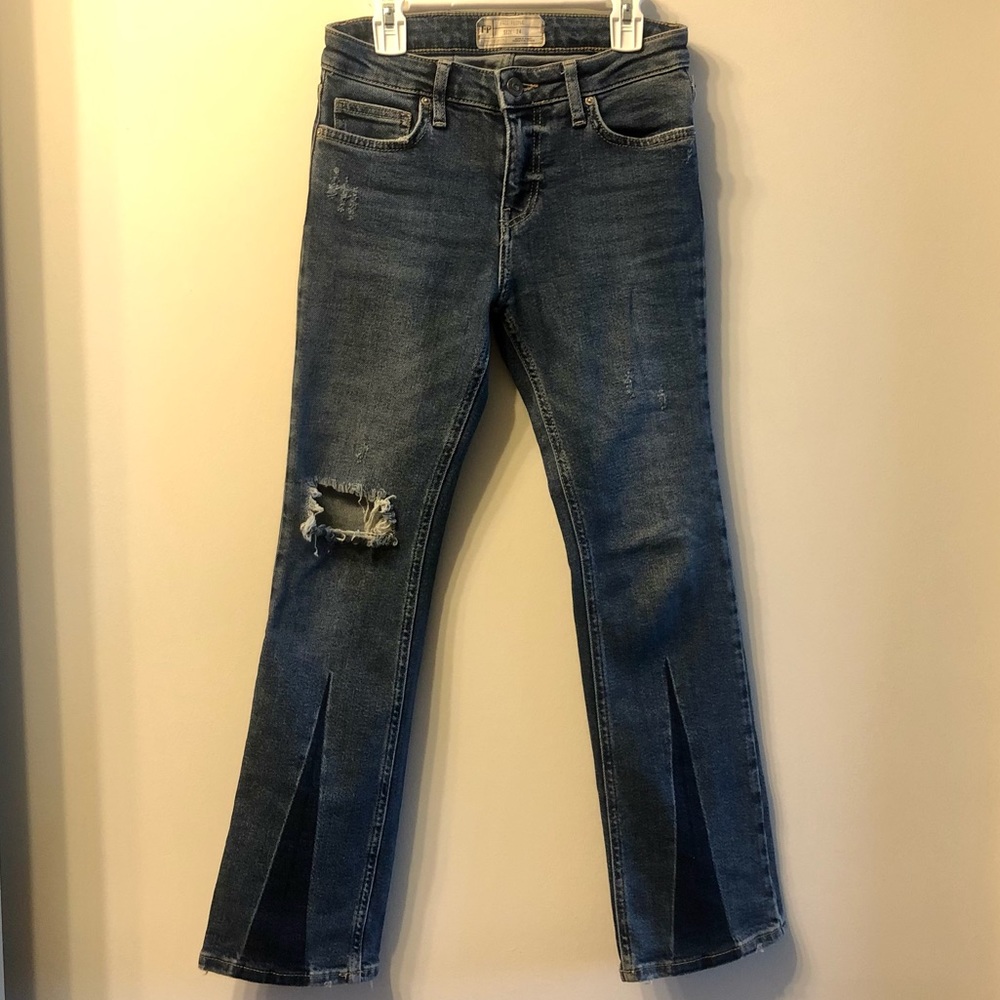 Free People straight leg denim;distressed/cropped